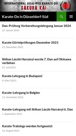 Vorschau der mobilen Webseite xn--dsseldorf-karate-jzb.de, Okinawa Goju-Ryu Karate-Do Sakura-Kai Düsseldorf