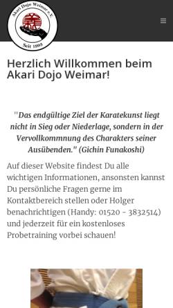Vorschau der mobilen Webseite www.akari-weimar.de, Akari Dojo Weimar e.V.