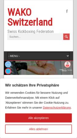 Vorschau der mobilen Webseite www.wakoswitzerland.ch, Swiss Kickboxing Federation S.K.B.F.