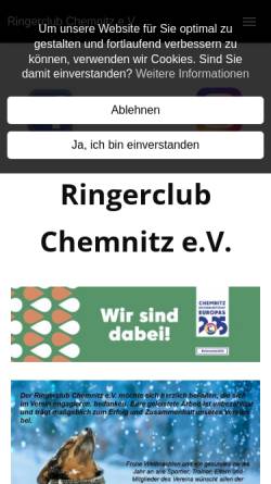 Vorschau der mobilen Webseite ringen-chemnitz.de, Ringerclub Chemnitz e.V.