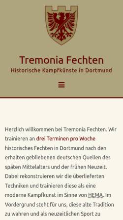 Vorschau der mobilen Webseite www.tremonia-fechten.de, Tremonia Fechten