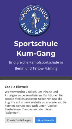 Vorschau der mobilen Webseite www.kum-gang.de, Sportschule Kum-Gang