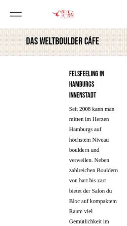 Vorschau der mobilen Webseite salondubloc.de, Salon du Bloc, das Weltbouldercafé in Hamburg-Eimsbüttel