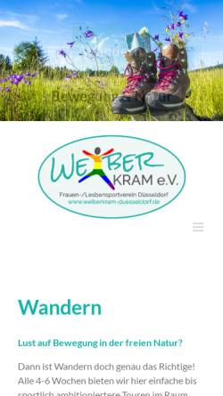 Vorschau der mobilen Webseite weiberkram-duesseldorf.de, Weiberkram e.V. Abteilung Wandern