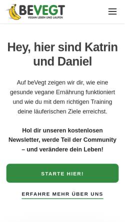 Vorschau der mobilen Webseite www.bevegt.de, BeVegt - vegetarisch/vegan leben und laufen