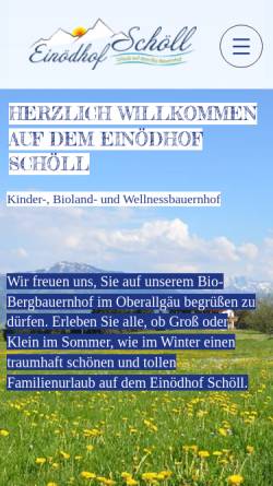 Vorschau der mobilen Webseite einoedhof-schoell.de, Einödhof Schöll