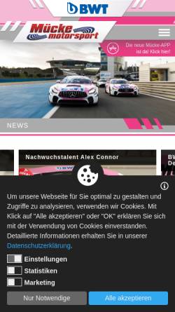Vorschau der mobilen Webseite www.muecke-motorsport.de, Team Mücke Motorsport