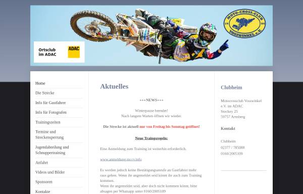 Vorschau von www.mcc-vosswinkel.de, Motocross Club Vosswinkel e.V. im ADAC