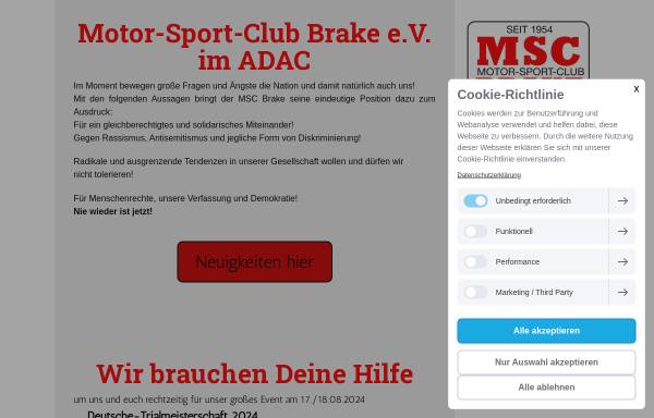 Vorschau von www.msc-brake.de, Motorsportclub Brake e.V. im ADAC