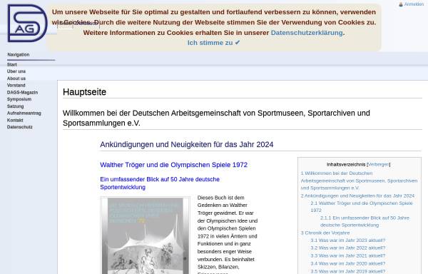 Vorschau von www.dags-ev.de, Deutsche Arbeitsgemeinschaft für Sportmuseen, Sportarchive und Sportsammlungen e.V.