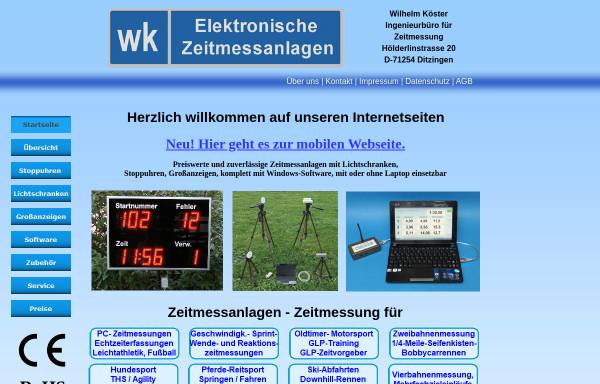 Vorschau von www.zeitmessanlagen.de, Elektronische Zeitmessanlagen, Wilhelm Köster