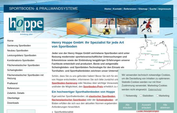 Vorschau von www.hoppe-sportboden.de, Henry Hoppe GmbH