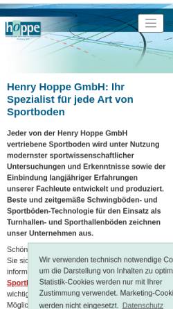 Vorschau der mobilen Webseite www.hoppe-sportboden.de, Henry Hoppe GmbH