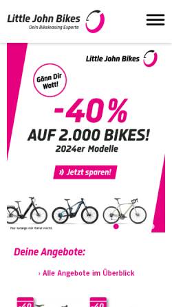 Vorschau der mobilen Webseite www.littlejohnbikes.de, Little John Bikes GmbH