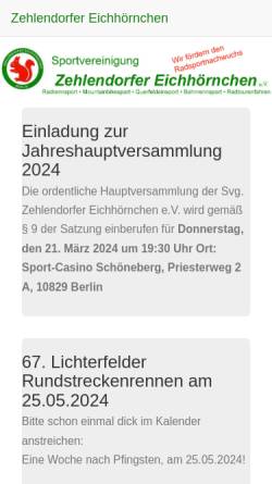 Vorschau der mobilen Webseite www.radsport-eichhoernchen.de, Sportvereinigung Zehlendorfer Eichhörnchen