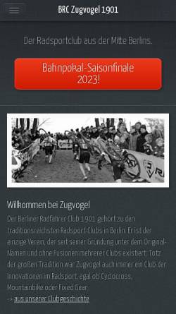 Vorschau der mobilen Webseite www.brc-zugvogel.de, Berliner Radfahrer Club Zugvogel
