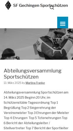 Vorschau der mobilen Webseite www.schuetzen-sfg.de, Sportfreunde Gechingen e.V., Bogensport