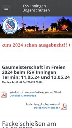 Vorschau der mobilen Webseite bogenschuetzen.fsv-inningen.de, FSV Inningen e.V.