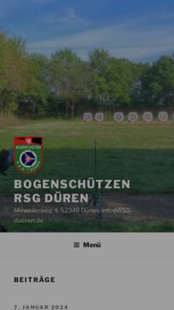 Vorschau der mobilen Webseite www.rsgdueren.de, Bogenschützen RSG Düren e.V.
