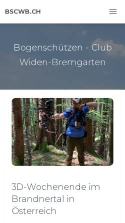 Vorschau der mobilen Webseite www.bscwb.ch, Bogenschützenclub Widen-Bremgarten