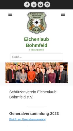 Vorschau der mobilen Webseite www.eichenlaub-boehmfeld.de, Schützenverein Eichenlaub Böhmfeld e.V.