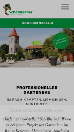 Vorschau der mobilen Webseite www.schellheimer.de, Garten- Landschafts- und Sportplatzbau Schellheimer