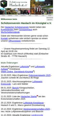 Vorschau der mobilen Webseite schvhaslach.de, Schützenverein Haslach i.K. e.V.