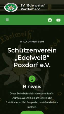 Vorschau der mobilen Webseite www.edelweiss-poxdorf.de, Schützenverein Edelweiß Poxdorf e.V.