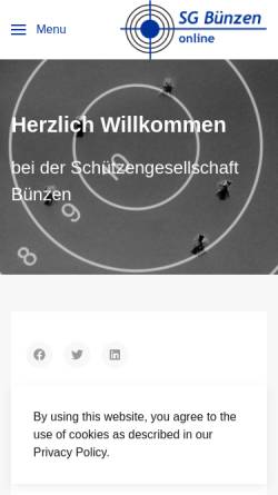 Vorschau der mobilen Webseite www.sgbuenzen.ch, Schützengesellschaft Bünzen