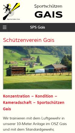 Vorschau der mobilen Webseite www.spsgais.ch, Sportschützen Gais