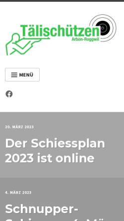 Vorschau der mobilen Webseite www.taelischuetzen.ch, Tälischützen Arbon-Roggwil