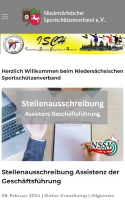 Vorschau der mobilen Webseite nssv.de, Niedersächsischer Sportschützenverband e.V. (NSSV)