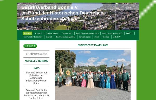 Vorschau von www.schuetzen-bezirk-bonn.de, Bezirksverband Bonn e.V.im Bund der Historischen Deutschen Schützenbruderschaften