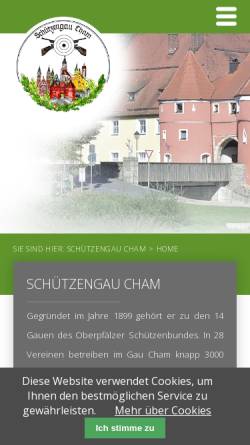 Vorschau der mobilen Webseite www.schuetzengau-cham.de, Schützengau Cham im Oberpfälzer Schützenbund