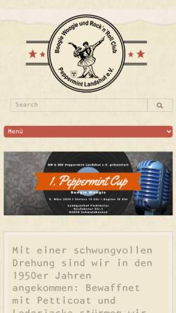 Vorschau der mobilen Webseite peppermint-landshut.de, Boogie Woogie und Rock'n'Roll Club Peppermint Landshut e.V.