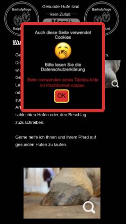 Vorschau der mobilen Webseite www.hufpfleger.com, Barhufpflege Ralp Klust