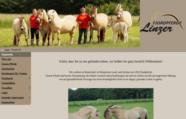 Vorschau von www.fjordpferde-linzer.de, Fjordpferde Linzer