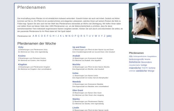Vorschau von www.1001-pferdenamen.de, Pferdenamen, mindshape GmbH