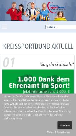 Vorschau der mobilen Webseite www.kreissportbund-zwickau.de, Kreissportbund Zwickau