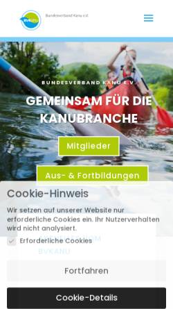 Vorschau der mobilen Webseite www.bvkanu.de, Bundesverband Kanu e.V.