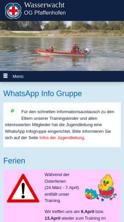 Vorschau der mobilen Webseite www.wasserwacht-pfaffenhofen.de, Wasserwacht Ortsgruppe Pfaffenhofen/Ilm