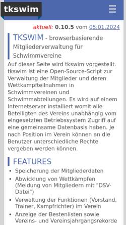 Vorschau der mobilen Webseite tkswim.de, Tkswim
