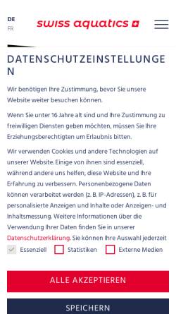 Vorschau der mobilen Webseite www.swiss-swimming.ch, Swiss Swimming - Schweizerischer Schwimmverband
