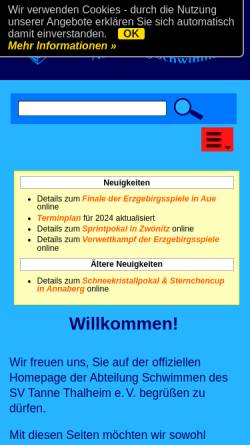 Vorschau der mobilen Webseite www.sv-tanne.de, SV Tanne Thalheim e.V.