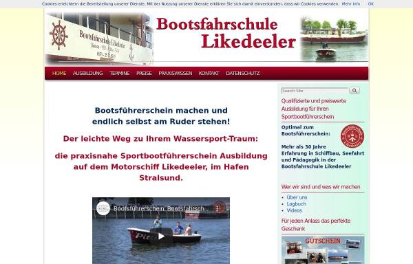 Vorschau von www.bootsfahrschule-likedeeler.de, Bootsfahrschule Likedeeler Stralsund