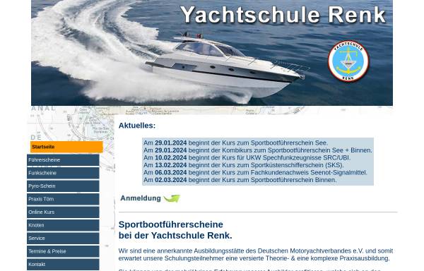 Vorschau von yachtschule-renk.de, Sportbootführerscheinausbildung