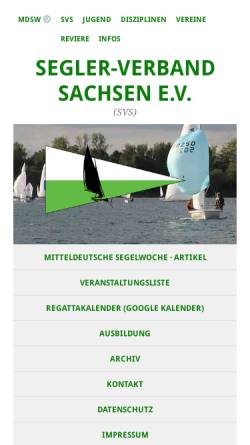 Vorschau der mobilen Webseite segeln-sachsen.de, Segler-Verband Sachsen e.V.