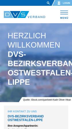 Vorschau der mobilen Webseite www.dvs-owl.de, DVS Bezirksverband Ostwestfalen-Lippe