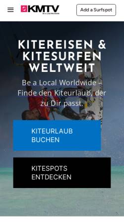 Vorschau der mobilen Webseite www.kitereisen.tv, KMTV Kitesurf Channel