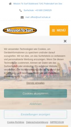 Vorschau der mobilen Webseite www.surf-schule.at, Kiteschule MissionToSurf
